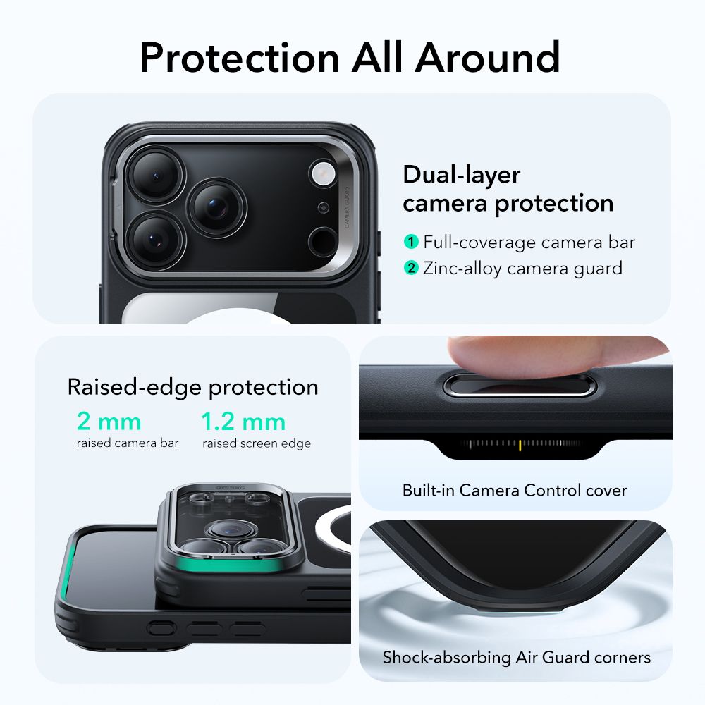 ESR Classic Hybrid Kickstand MagSafe Case for iPhone 17 Pro Max - Clear Black_1