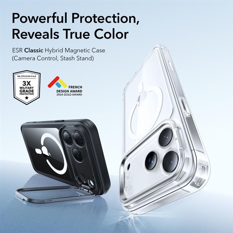 ESR Classic Hybrid Kickstand MagSafe Case for iPhone 17 Pro Max - Clear Black_2