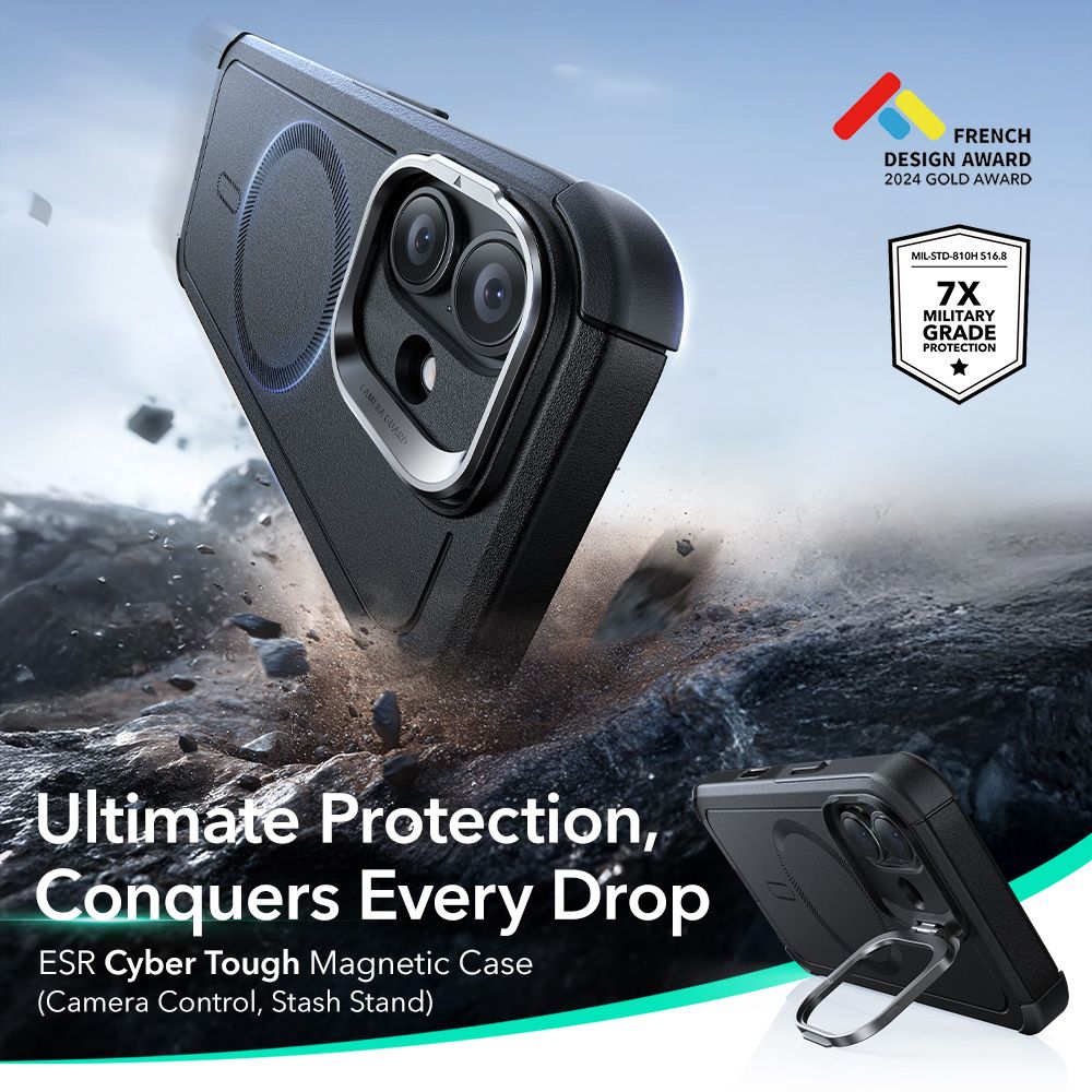 ESR Cyber ​​Kickstand MagSafe Case for iPhone 17 - Black_5