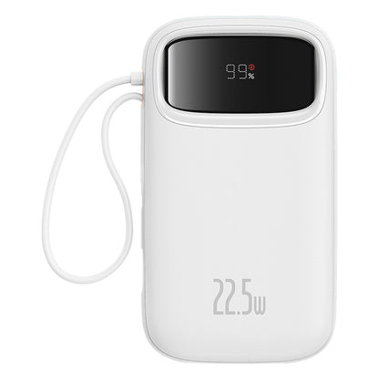 Baseus Qpow2 20000mAh 22.5W Powerbank with Dual Cable with Digital Display + Baseus Simple USB-C 3A Cable 0.3m (White) - White_0