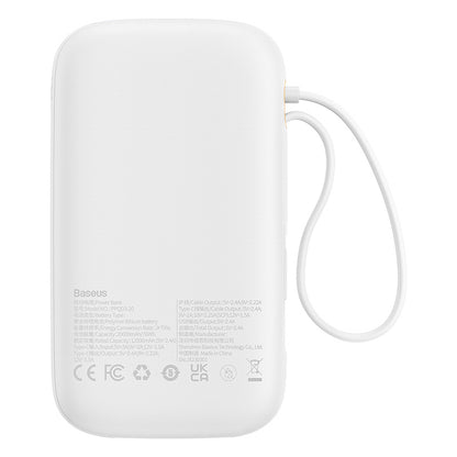 Baseus Qpow2 20000mAh 22.5W Powerbank with Dual Cable with Digital Display + Baseus Simple USB-C 3A Cable 0.3m (White) - White_1