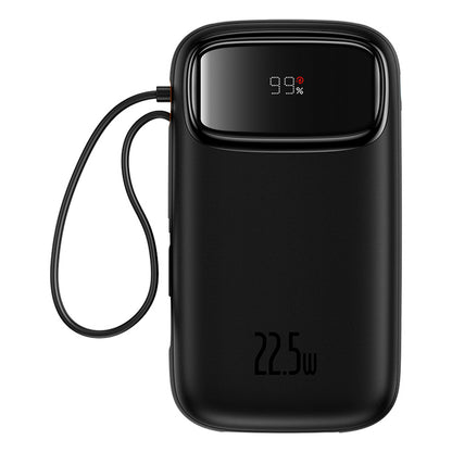 Baseus Qpow2 20000mAh 22.5W Powerbank with Dual Cable with Digital Display + Baseus Simple USB-C 3A Cable 0.3m (Black) - Black_0