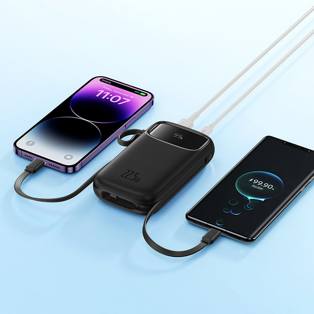 Baseus Qpow2 20000mAh 22.5W Powerbank with Dual Cable with Digital Display + Baseus Simple USB-C 3A Cable 0.3m (Black) - Black_10
