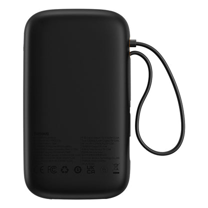 Baseus Qpow2 20000mAh 22.5W Powerbank with Dual Cable with Digital Display + Baseus Simple USB-C 3A Cable 0.3m (Black) - Black_1