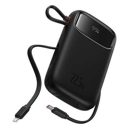 Baseus Qpow2 20000mAh 22.5W Powerbank with Dual Cable with Digital Display + Baseus Simple USB-C 3A Cable 0.3m (Black) - Black_3