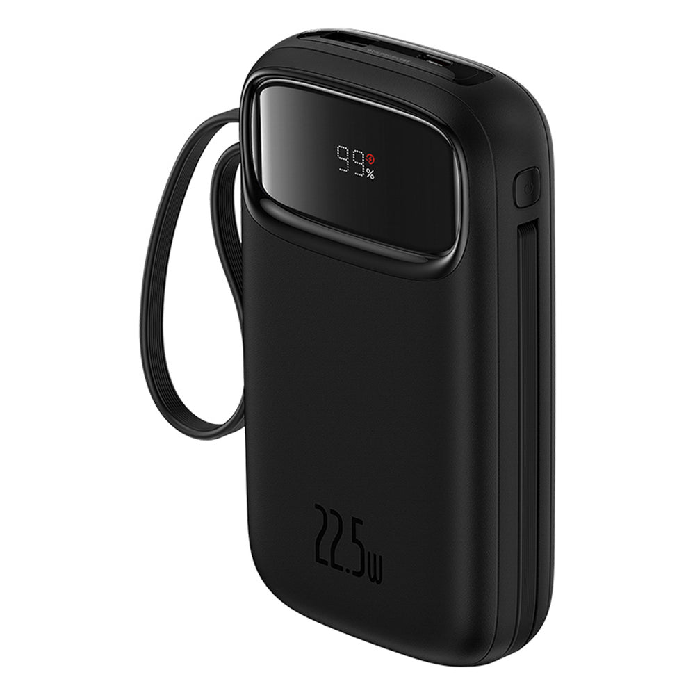 Baseus Qpow2 20000mAh 22.5W Powerbank with Dual Cable with Digital Display + Baseus Simple USB-C 3A Cable 0.3m (Black) - Black_4