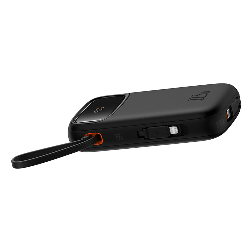 Baseus Qpow2 20000mAh 22.5W Powerbank with Dual Cable with Digital Display + Baseus Simple USB-C 3A Cable 0.3m (Black) - Black_6
