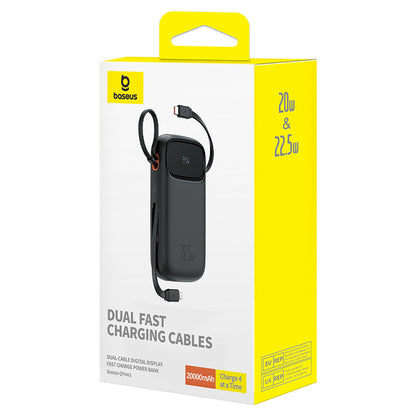 Baseus Qpow2 20000mAh 22.5W Powerbank with Dual Cable with Digital Display + Baseus Simple USB-C 3A Cable 0.3m (Black) - Black_8