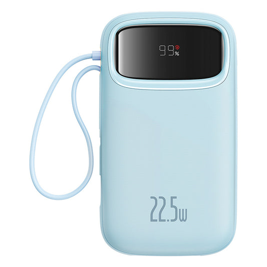 Baseus Qpow2 20000mAh 22.5W Powerbank with Dual Cable with Digital Display + Baseus Simple USB-C 3A Cable 0.3m (White) - Blue_0