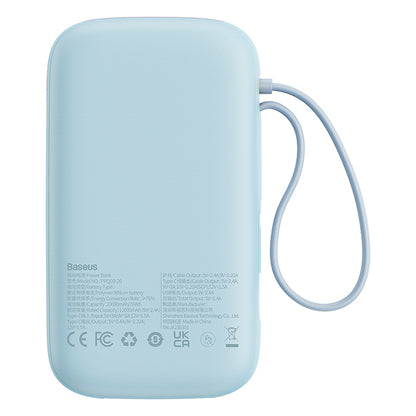 Baseus Qpow2 20000mAh 22.5W Powerbank with Dual Cable with Digital Display + Baseus Simple USB-C 3A Cable 0.3m (White) - Blue_1