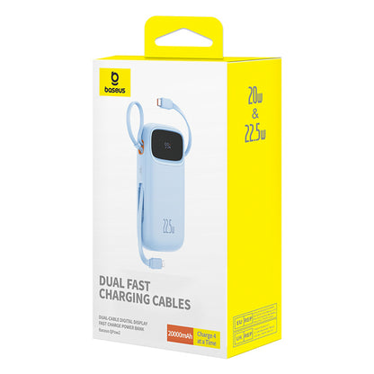 Baseus Qpow2 20000mAh 22.5W Powerbank with Dual Cable with Digital Display + Baseus Simple USB-C 3A Cable 0.3m (White) - Blue_8