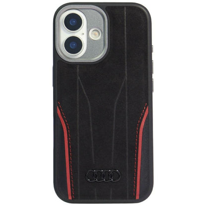 Audi R8 Genuine Leather MagSafe Case for iPhone 17 - Black and Red_0