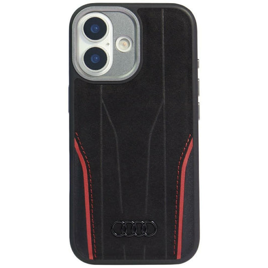 Audi R8 Genuine Leather MagSafe Case for iPhone 17 - Black and Red_0