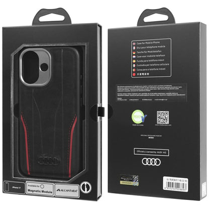 Audi R8 Genuine Leather MagSafe Case for iPhone 17 - Black and Red_9