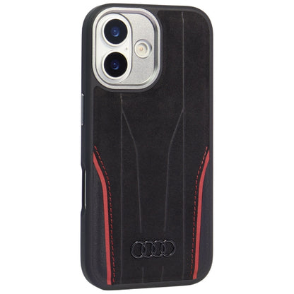 Audi R8 Genuine Leather MagSafe Case for iPhone 17 - Black and Red_1