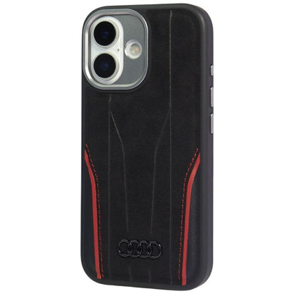 Audi R8 Genuine Leather MagSafe Case for iPhone 17 - Black and Red_2