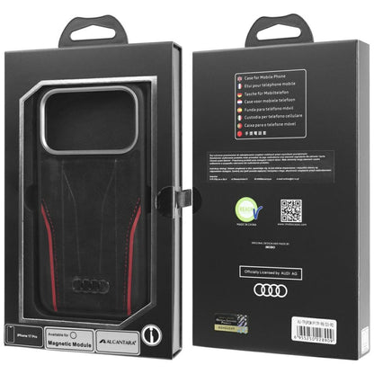 Audi R8 Genuine Leather MagSafe Case for iPhone 17 Pro - Black and Red_9