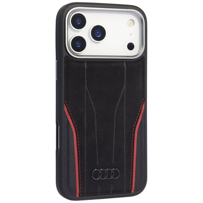 Audi R8 Genuine Leather MagSafe Case for iPhone 17 Pro - Black and Red_1