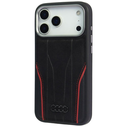Audi R8 Genuine Leather MagSafe Case for iPhone 17 Pro - Black and Red_2