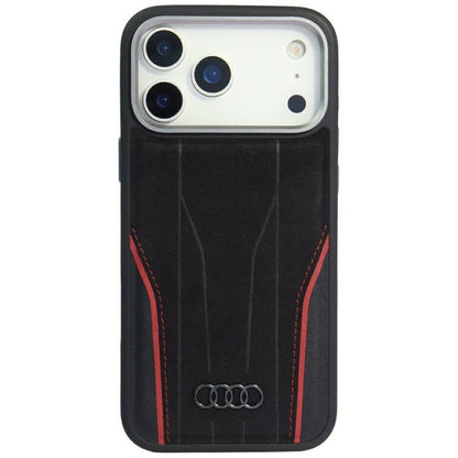 Audi R8 Genuine Leather MagSafe Case for iPhone 17 Pro Max - Black and Red_0