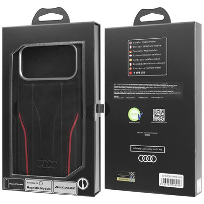 Audi R8 Genuine Leather MagSafe Case for iPhone 17 Pro Max - Black and Red_9