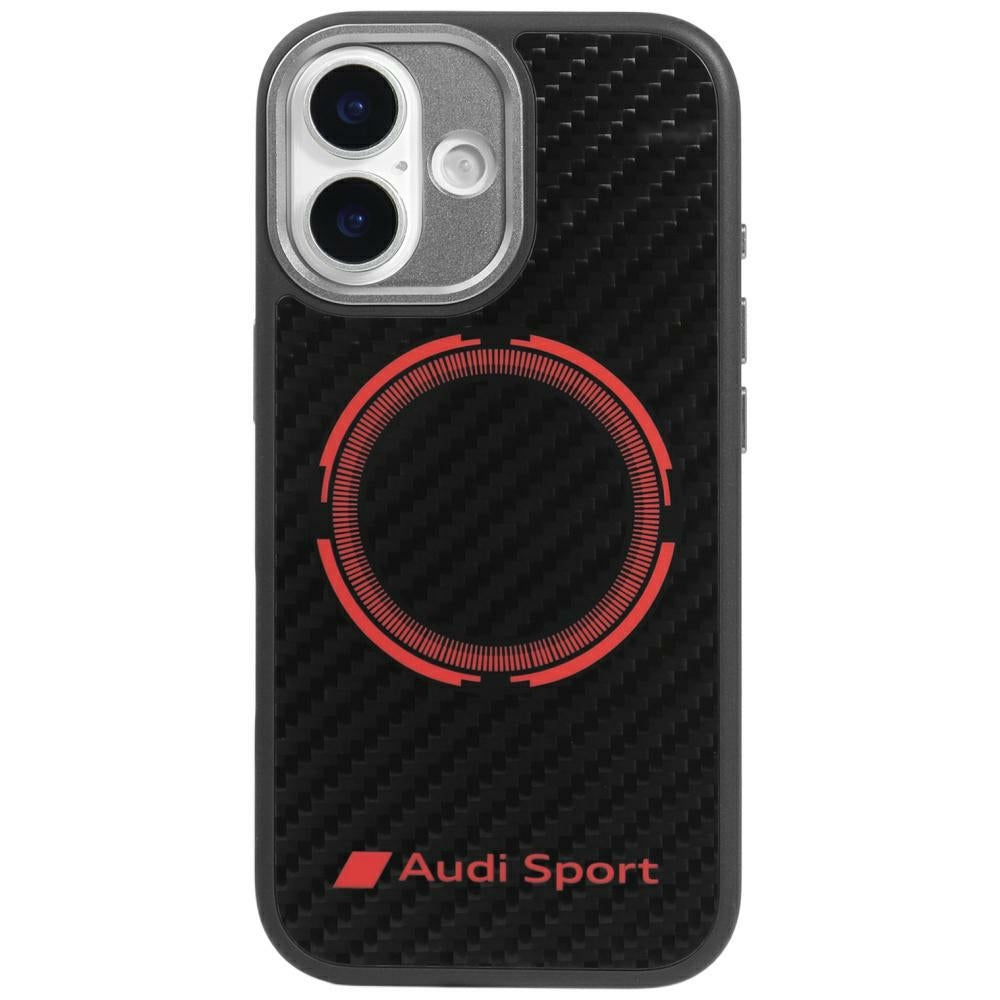 Audi RSQ Carbon Fiber Sport Red Circle MagSafe Case for iPhone 17 - Black_0
