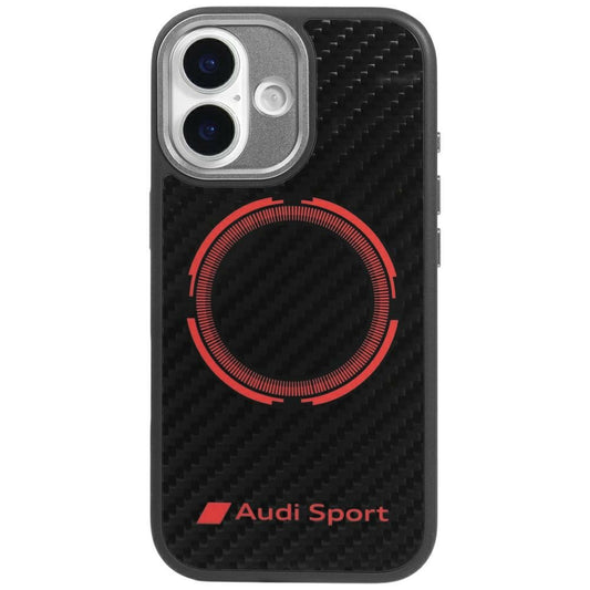 Audi RSQ Carbon Fiber Sport Red Circle MagSafe Case for iPhone 17 - Black_0