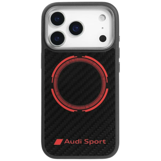 Audi RSQ Carbon Fiber Sport Red Circle MagSafe Case for iPhone 17 Pro - Black_0