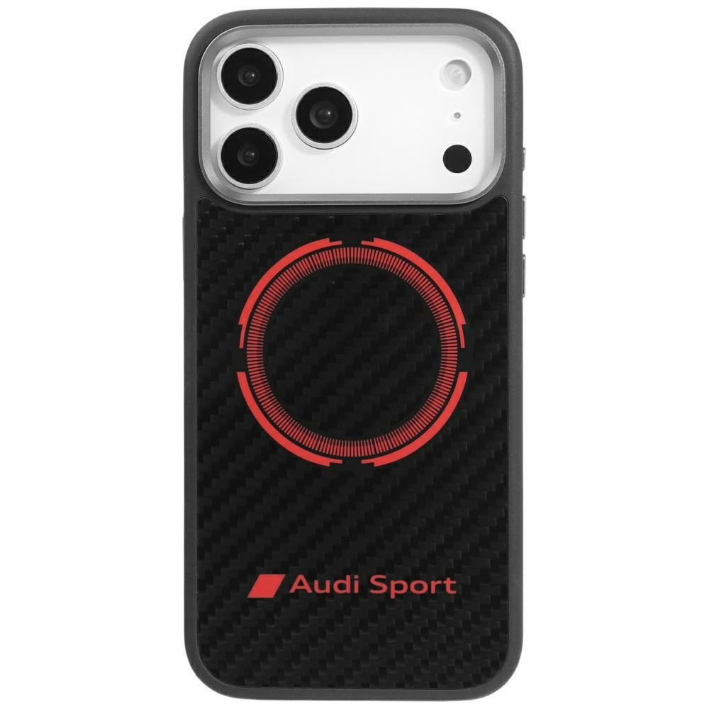 Audi RSQ Carbon Fiber Sport Red Circle MagSafe Case for iPhone 17 Pro Max - Black_0