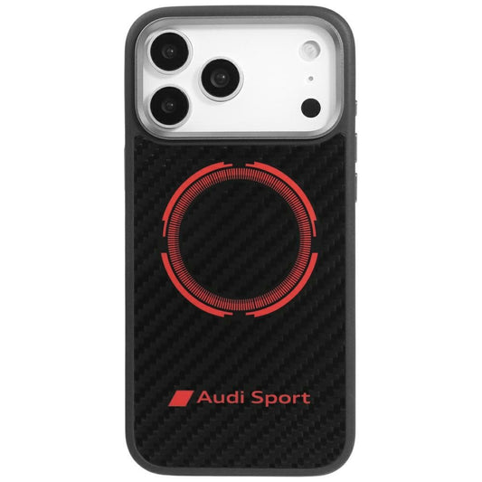 Audi RSQ Carbon Fiber Sport Red Circle MagSafe Case for iPhone 17 Pro Max - Black_0