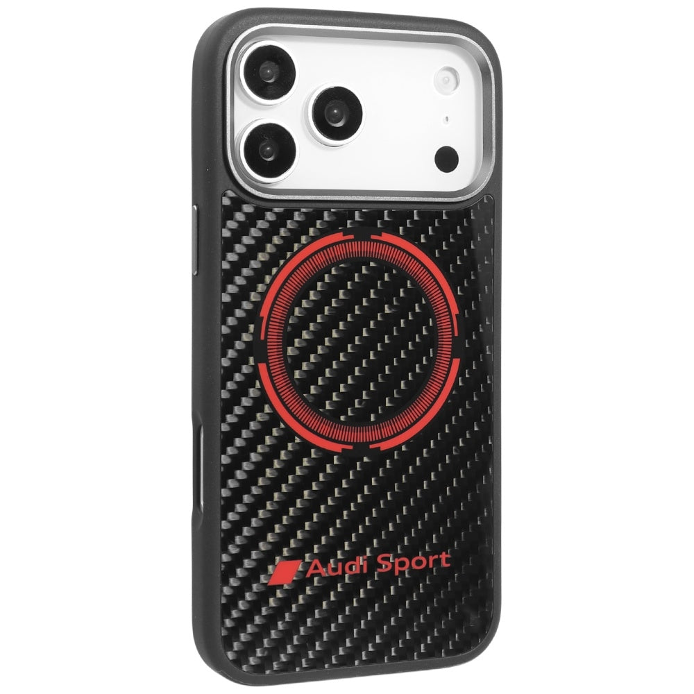 Audi RSQ Carbon Fiber Sport Red Circle MagSafe Case for iPhone 17 Pro Max - Black_1