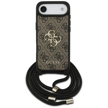 Guess 4G Big Logo Cord Stap Crossbody Case for iPhone 17 Air - Brown_0