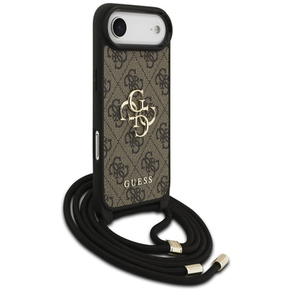 Guess 4G Big Logo Cord Stap Crossbody Case for iPhone 17 Air - Brown_2