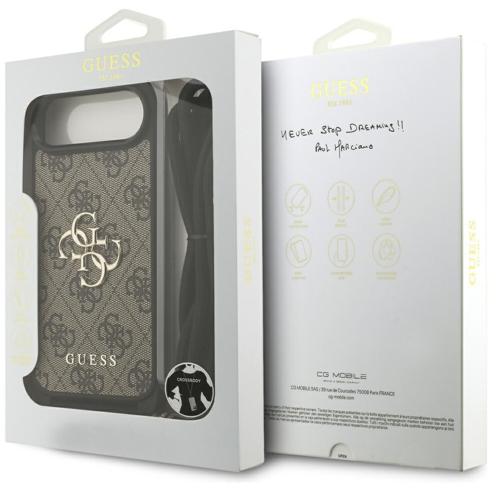 Guess 4G Big Logo Cord Stap Crossbody Case for iPhone 17 Air - Brown_6