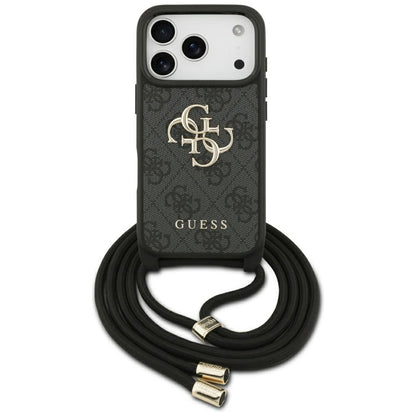 Guess 4G Big Logo Cord Stap Crossbody Case for iPhone 17 Pro - Black_0
