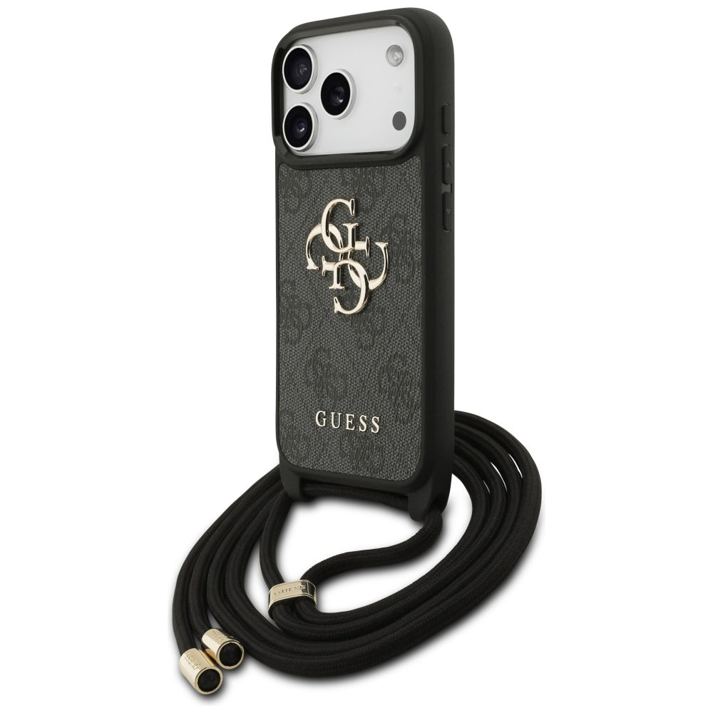 Guess 4G Big Logo Cord Stap Crossbody Case for iPhone 17 Pro - Black_1