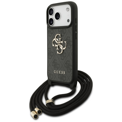 Guess 4G Big Logo Cord Stap Crossbody Case for iPhone 17 Pro - Black_1