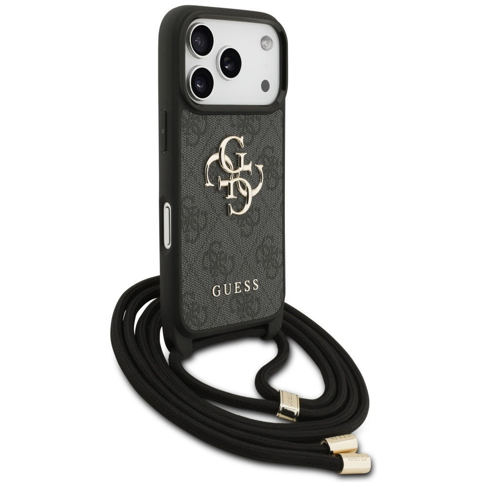 Guess 4G Big Logo Cord Stap Crossbody Case for iPhone 17 Pro - Black_2