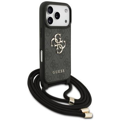 Guess 4G Big Logo Cord Stap Crossbody Case for iPhone 17 Pro - Black_2