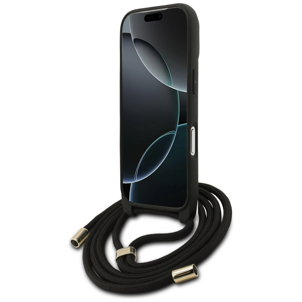 Guess 4G Big Logo Cord Stap Crossbody Case for iPhone 17 Pro - Black_3