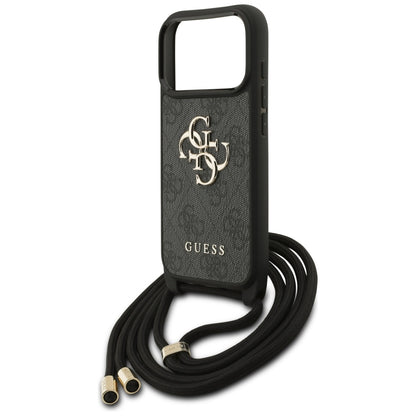 Guess 4G Big Logo Cord Stap Crossbody Case for iPhone 17 Pro - Black_4