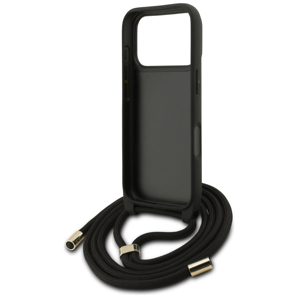 Guess 4G Big Logo Cord Stap Crossbody Case for iPhone 17 Pro - Black_5