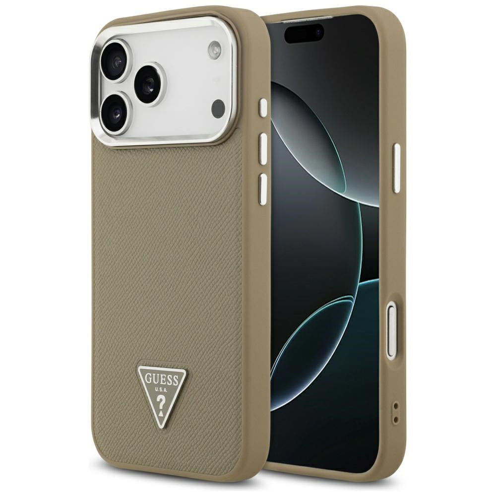 Guess Grained Triangle Logo MagSafe case for iPhone 17 Pro Max - brown_0
