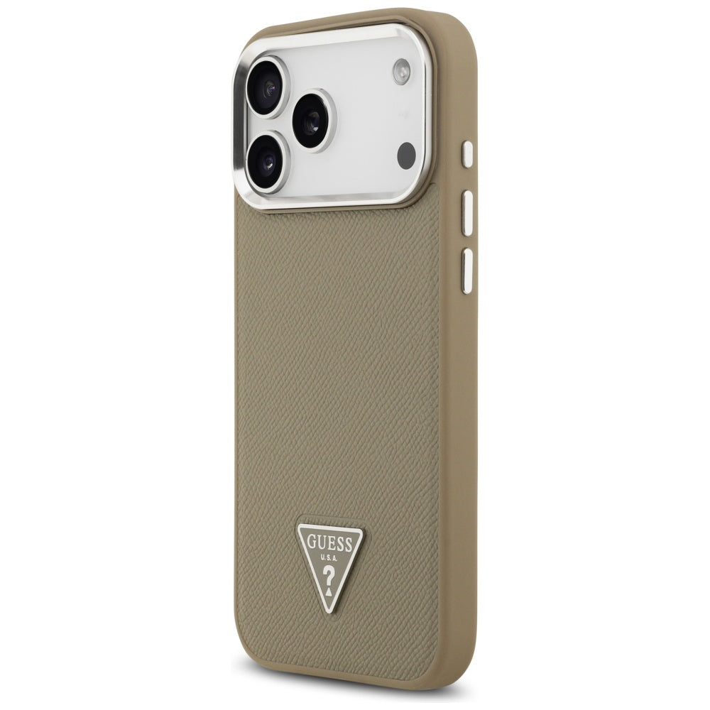 Guess Grained Triangle Logo MagSafe case for iPhone 17 Pro Max - brown_1