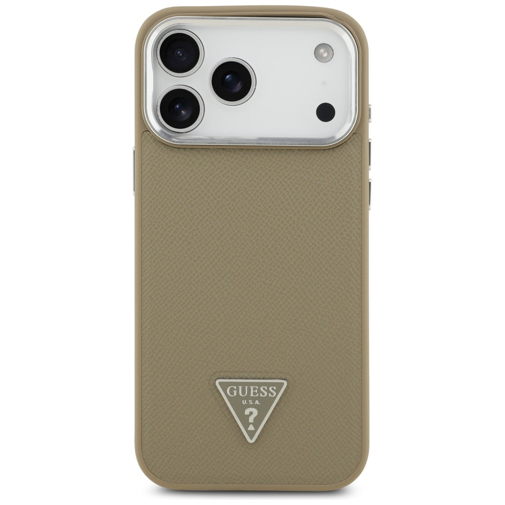 Guess Grained Triangle Logo MagSafe case for iPhone 17 Pro Max - brown_2