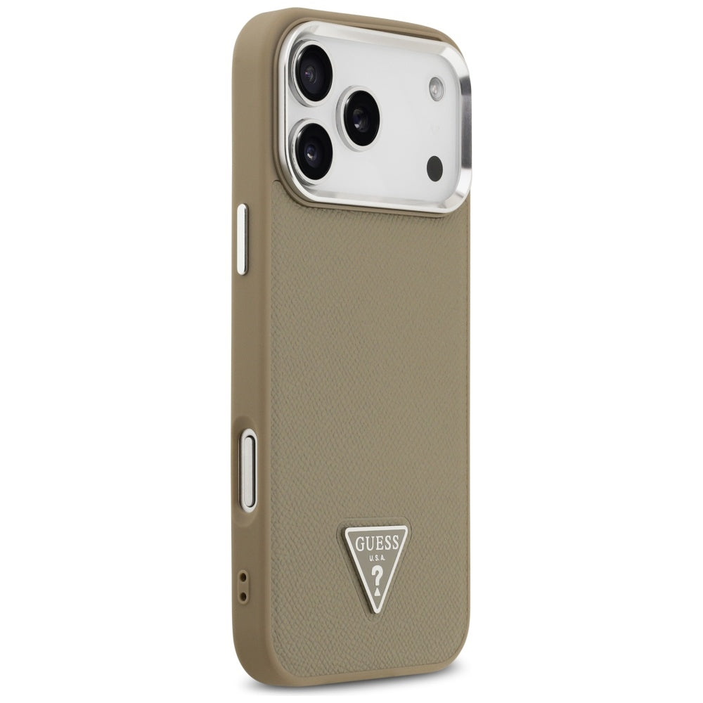 Guess Grained Triangle Logo MagSafe case for iPhone 17 Pro Max - brown_3