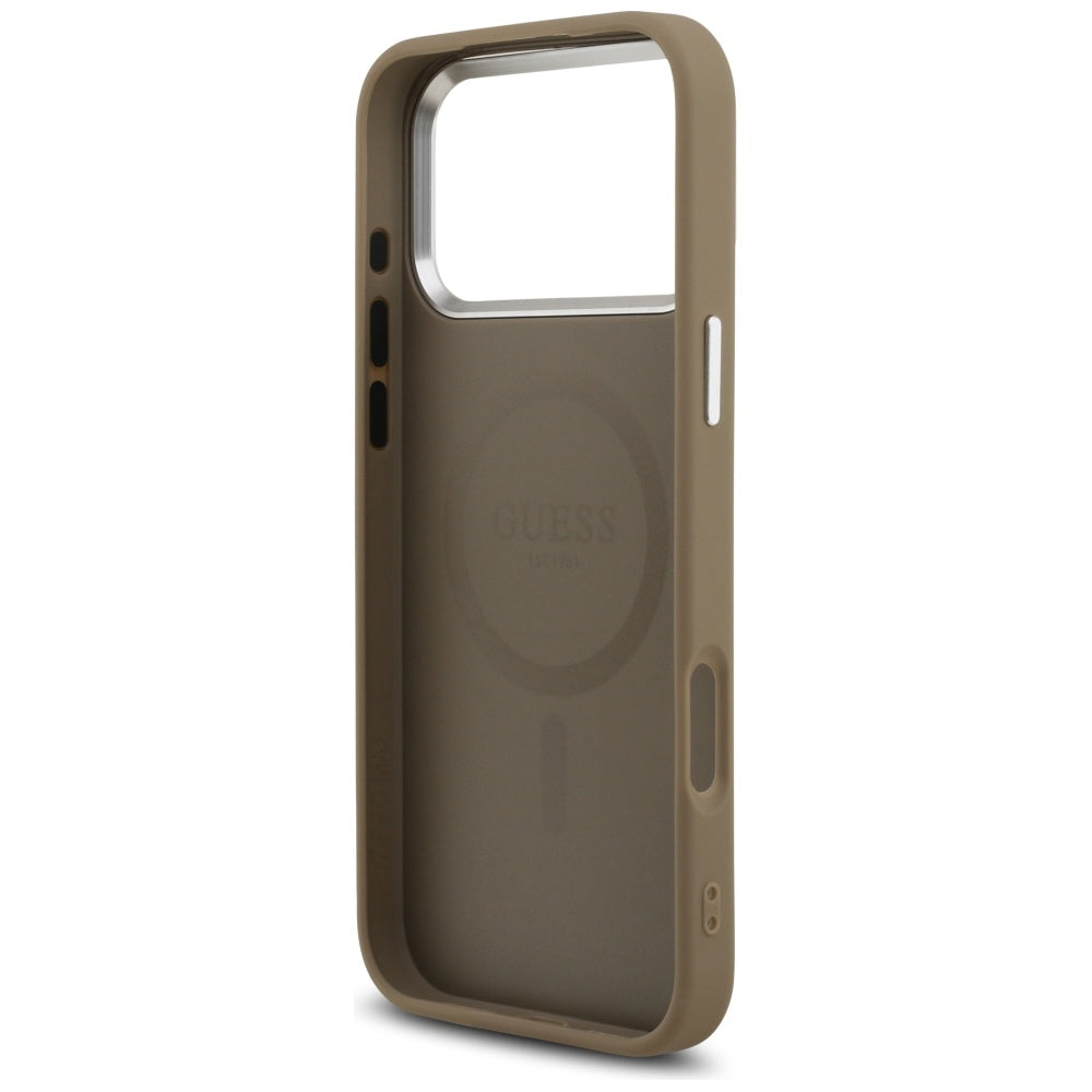 Guess Grained Triangle Logo MagSafe case for iPhone 17 Pro Max - brown_6