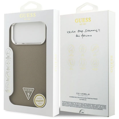 Guess Grained Triangle Logo MagSafe case for iPhone 17 Pro Max - brown_7