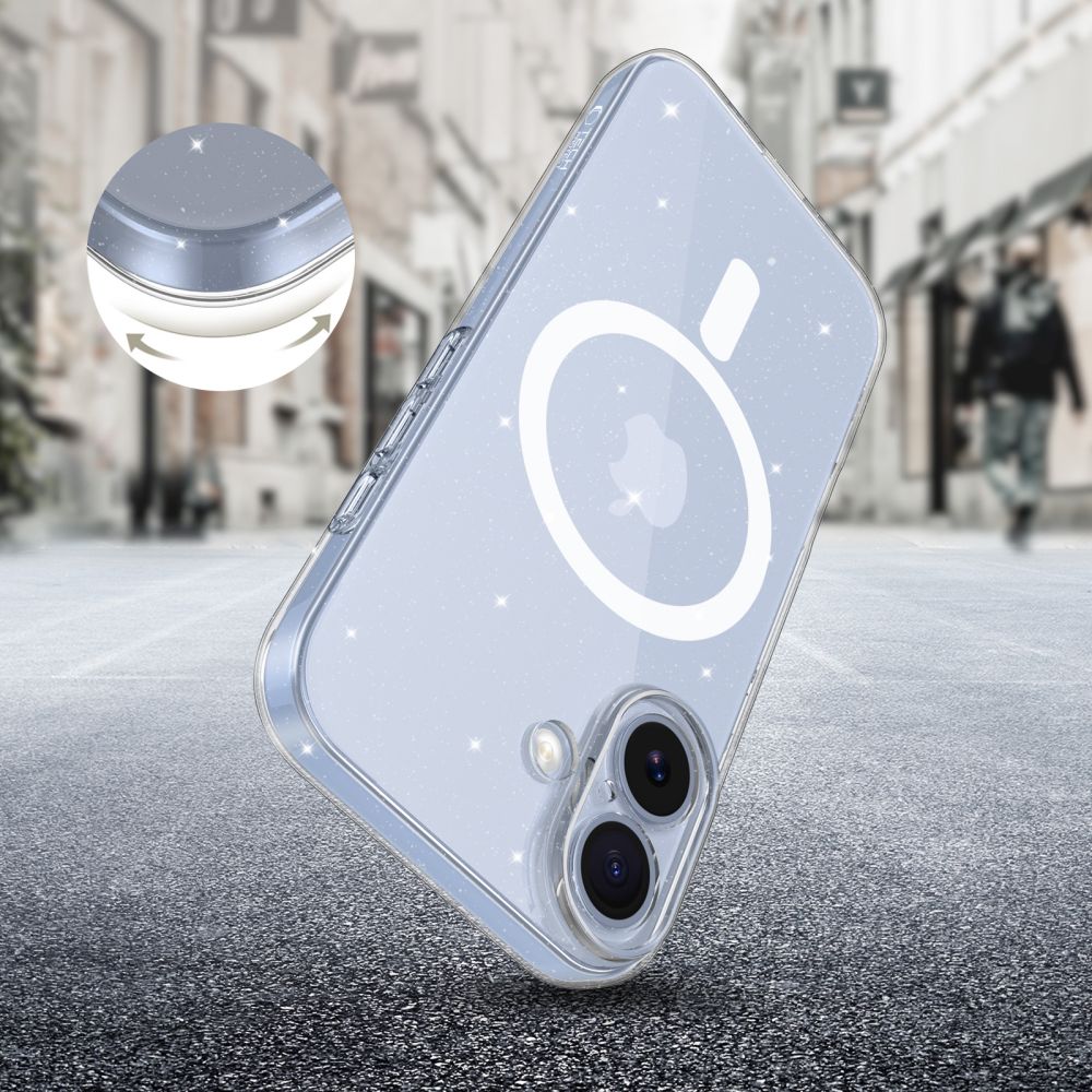 Tech-Protect FlexAir MagSafe Case for iPhone 17 - Clear Glitter_4