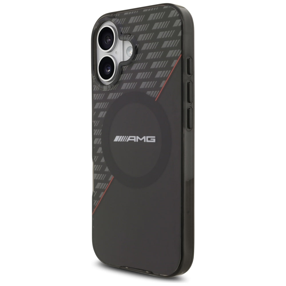 AMG Double Layer Transparent Rhombs MagSafe Case for iPhone 17 - Black and Red_1